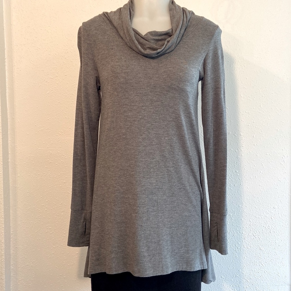 Cuddle Duds Cowl Neck Long Sleeve Tunic Gray Small
